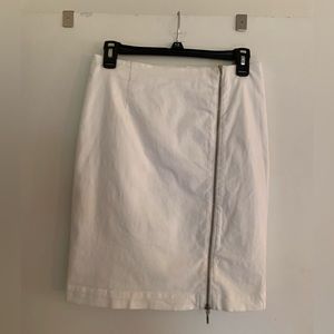 White Body-con Skirt with Gold Zipper, Lindex Size 38